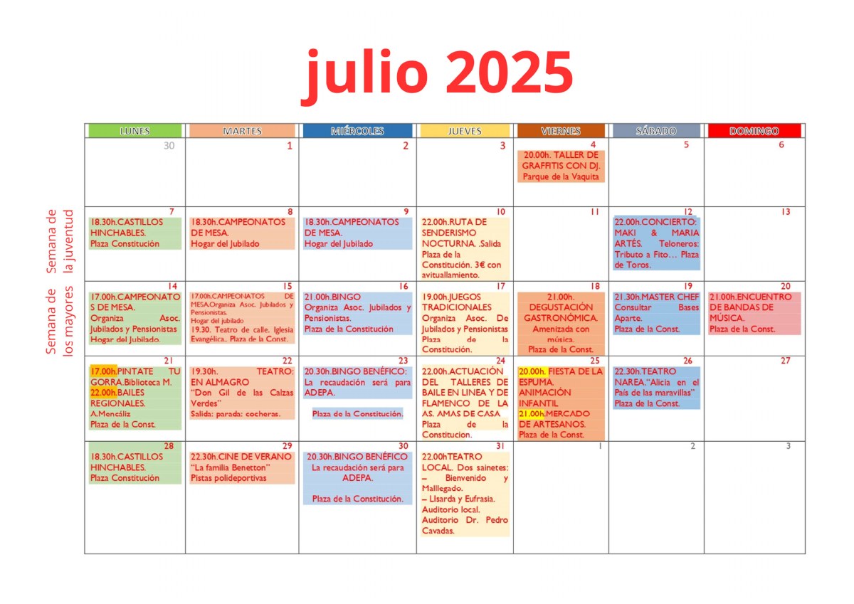 Primera página del documento oficial: Verano Cultural 2025